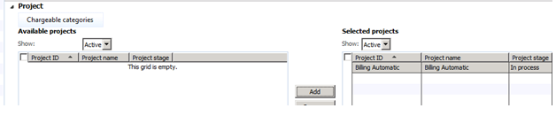 Project. Chargeable categories.