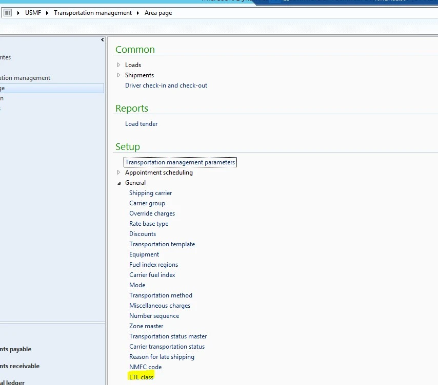 Transportation management set-up.