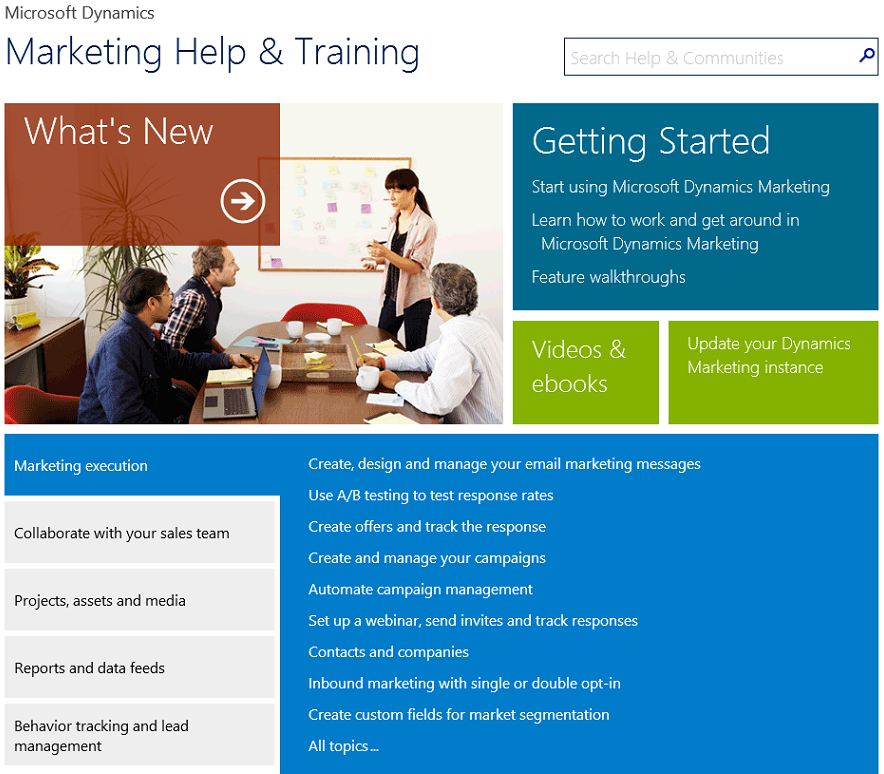 Microsoft Dynamics. Marketing help and training.
