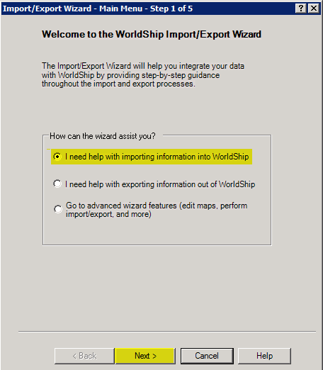 World ship import/export wizard.