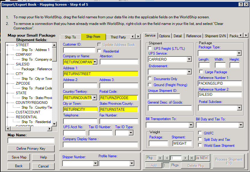 World ship import/export book, mapping screen, step 4 of 5, ship from tab.