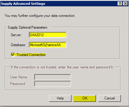 Supply advanced settings.
