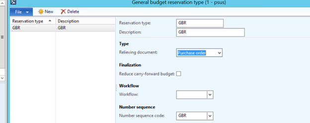 General budget reservation type.