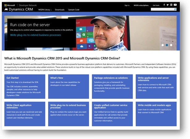 Microsoft Dynamics CRM Developer center.
