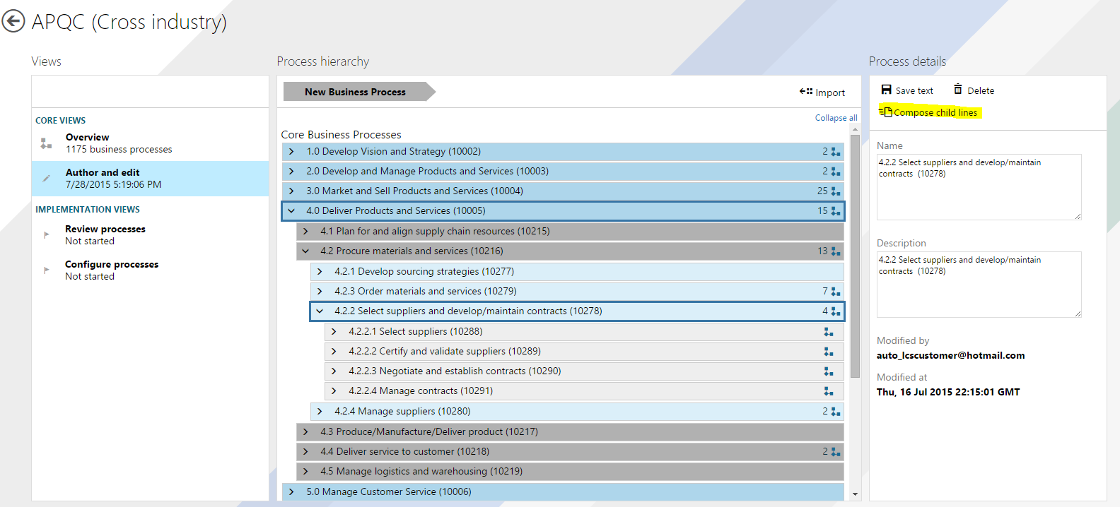 APQC cross industry compose child lines.