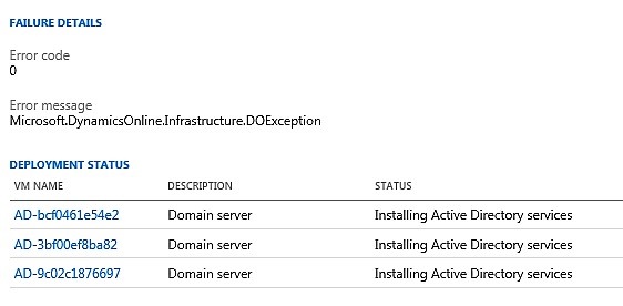 Failure details and deployment status.
