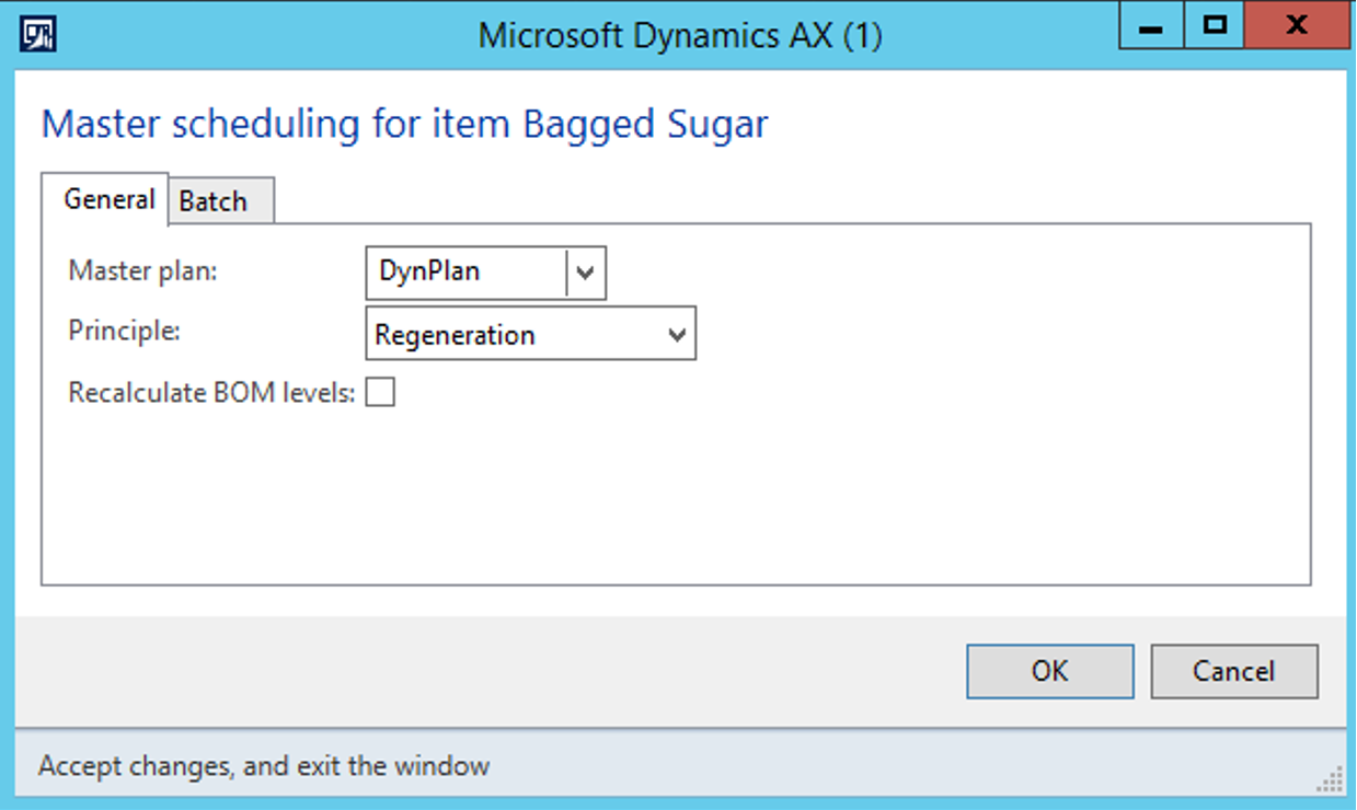 Master scheduling for item bagged sugar.
