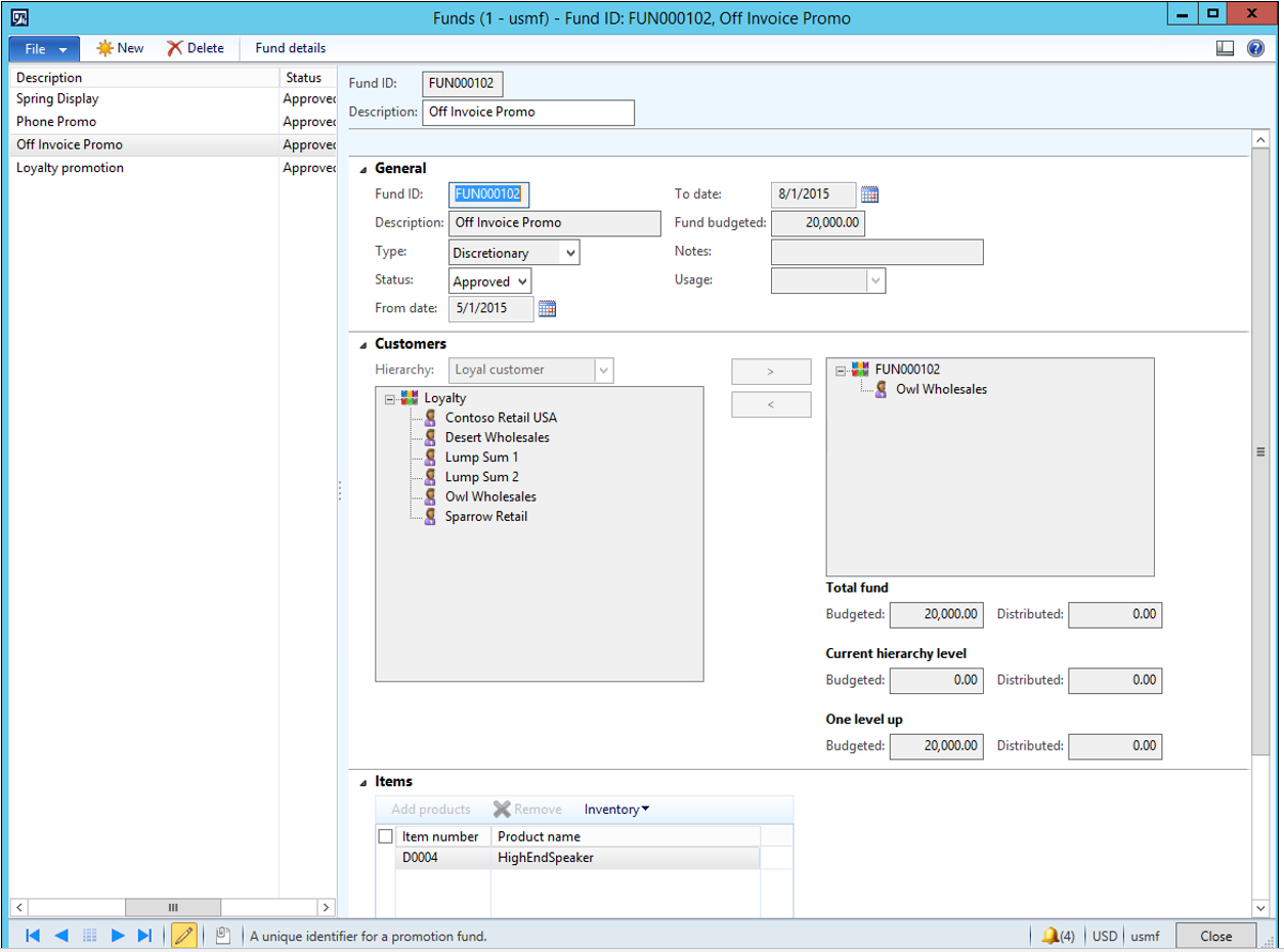 Funds off invoice promo.