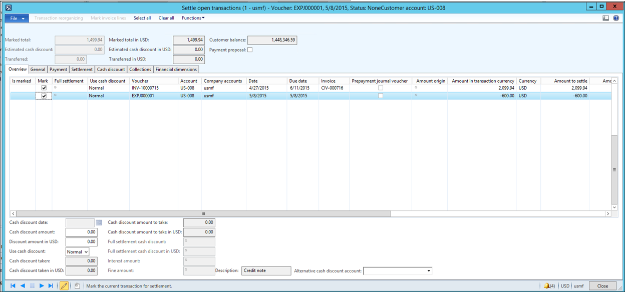 Settle open transactions.
