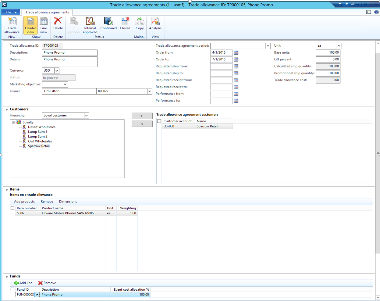 Trade allowance agreements.