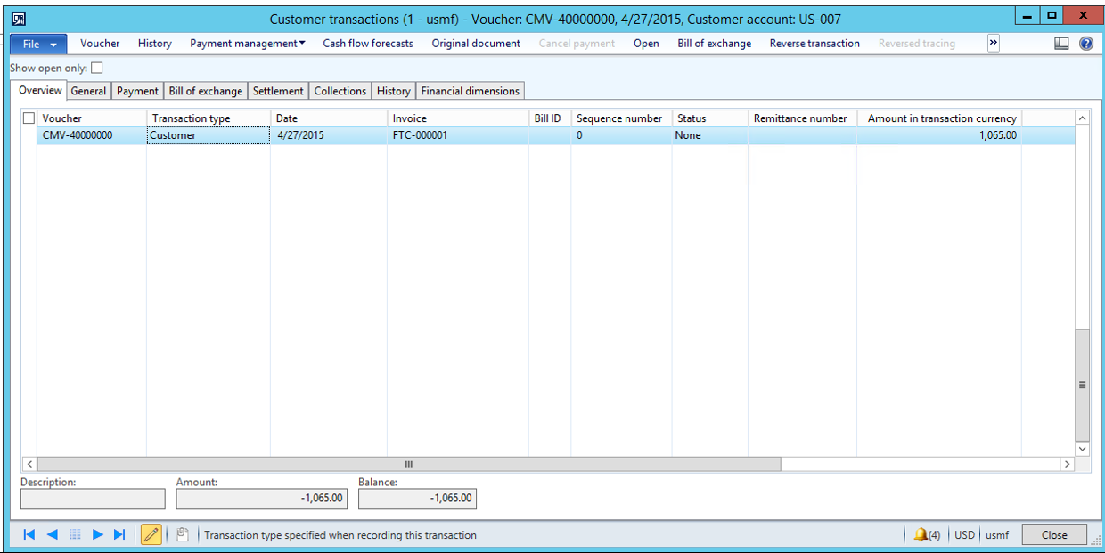 Customer transactions.