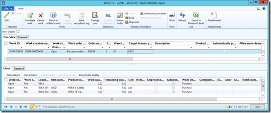 Work order having the same 2 locations as on the first work order.