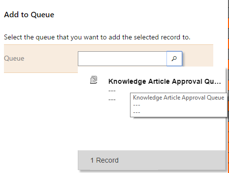 Selecting the queue then clicking Add.