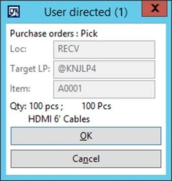 User starts processing work order.