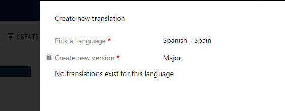 Create new translation dialog.