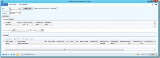 On hand by location.