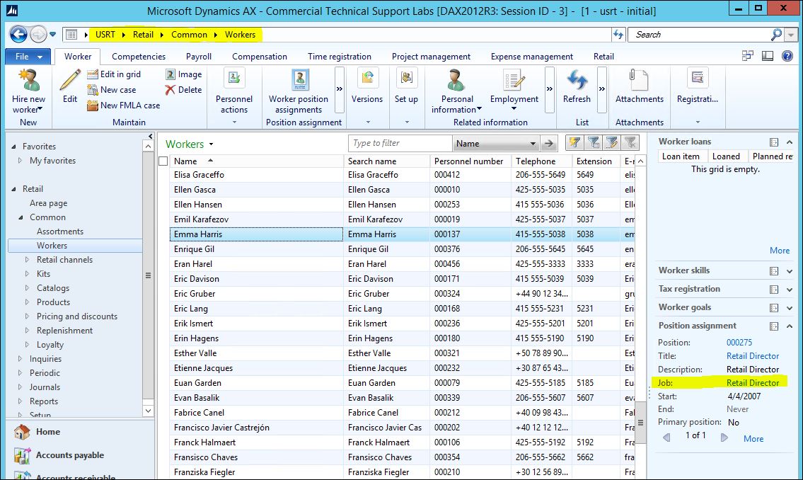 Expanding the job classification fast tab.