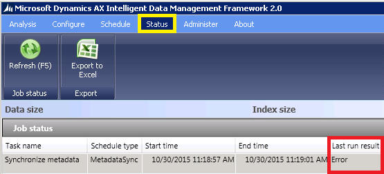 Job changing status to error.