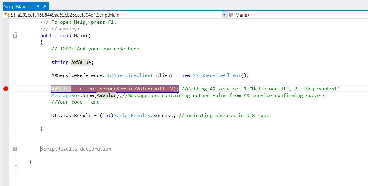 Placing a breakpoint on or before the line where the error is reached.