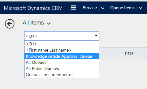 Choosing the knowledge article approval queue.