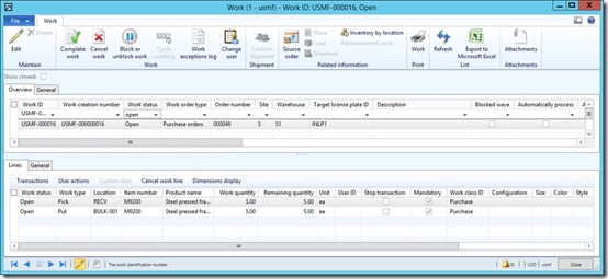 Open work for item M9200.