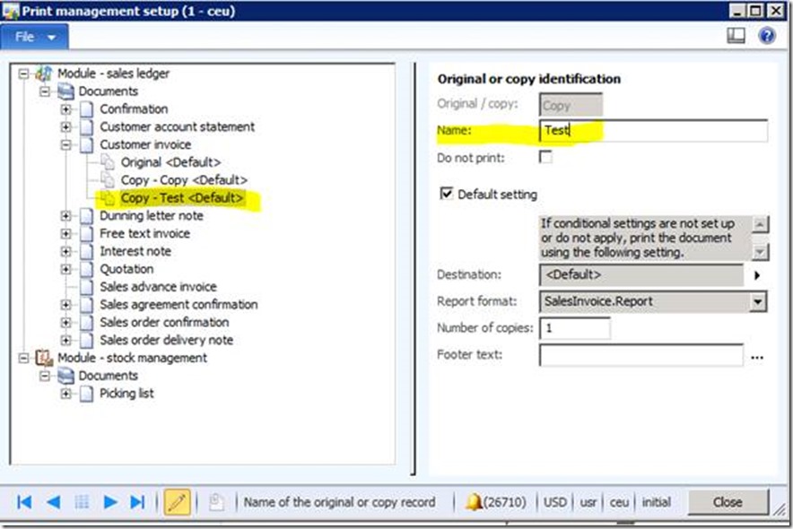 Naming the new item.