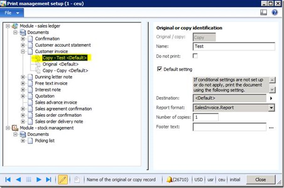Using the right click menu to move the new item up twice to place it to the top of the list.
