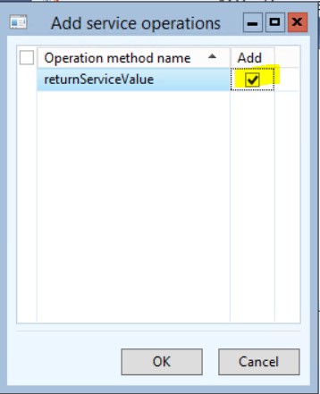 Clicking OK to save the service.