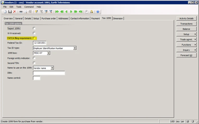 New FACTA filling requirement checkbox.