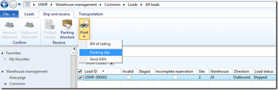 Sales order packing slip update.