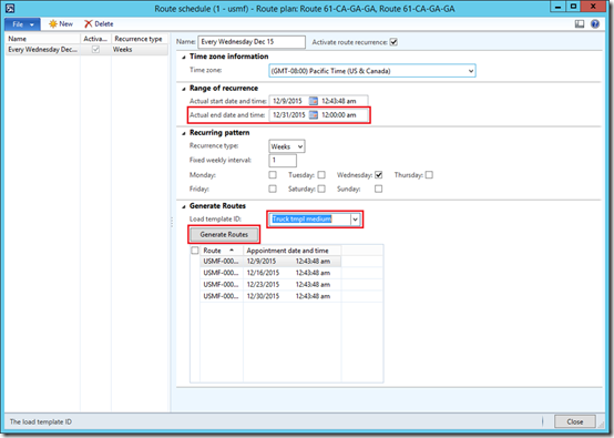 Transportation management. Create route schedule.