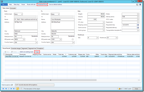 Transportation management. Rating route workbench.