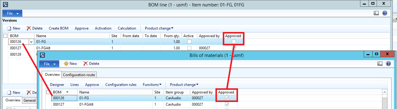 Bill of materials form.