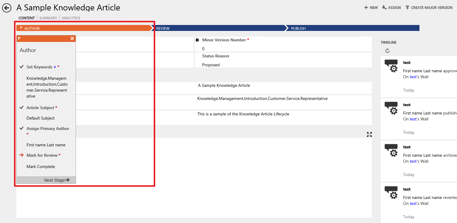 A sample knowledge article. Changing the states.