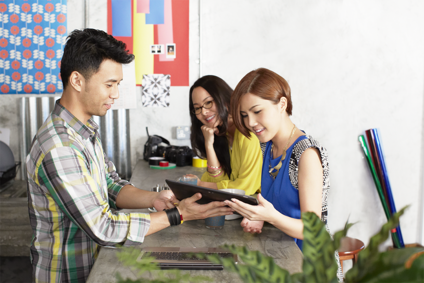 a group of people in a room