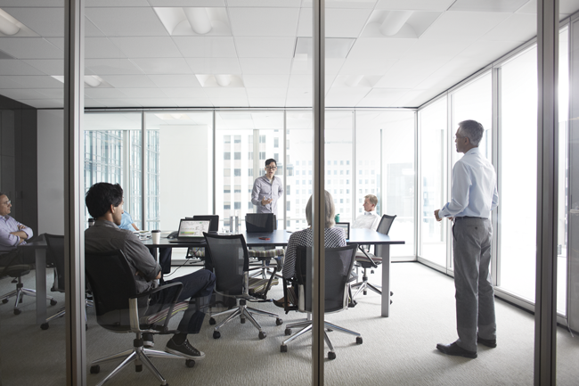 a group of people in a room