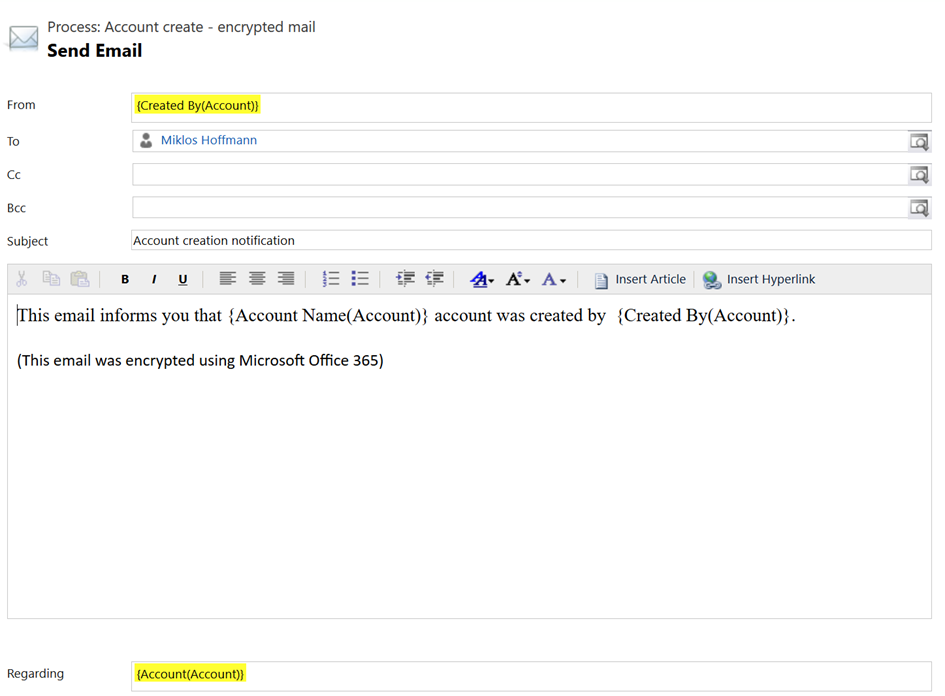 Specify email properties