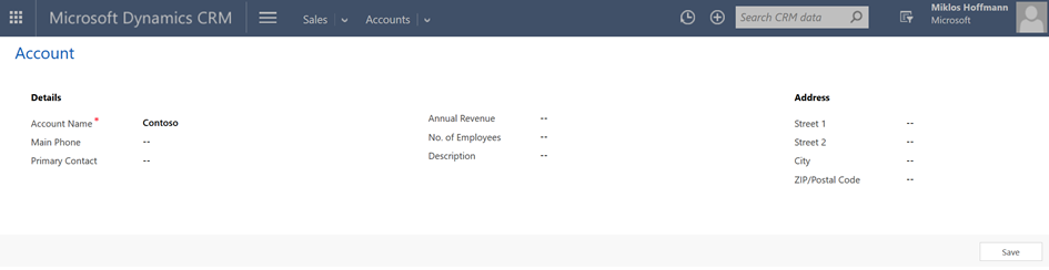 Create a new account record.