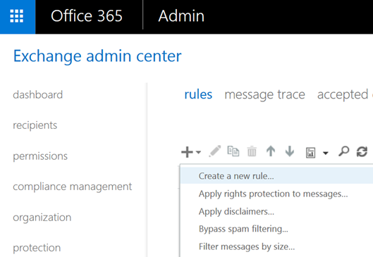 Create a new rule to encrypt email messages