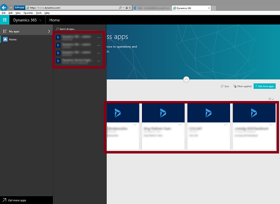 My Apps menu showing only apps for a security group