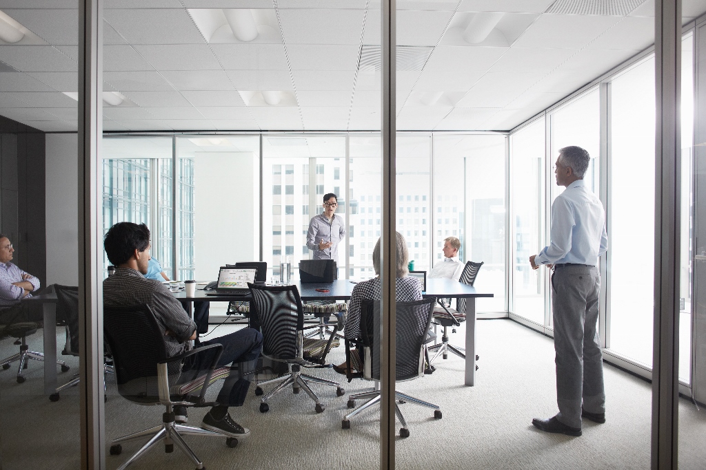 a group of people in a room