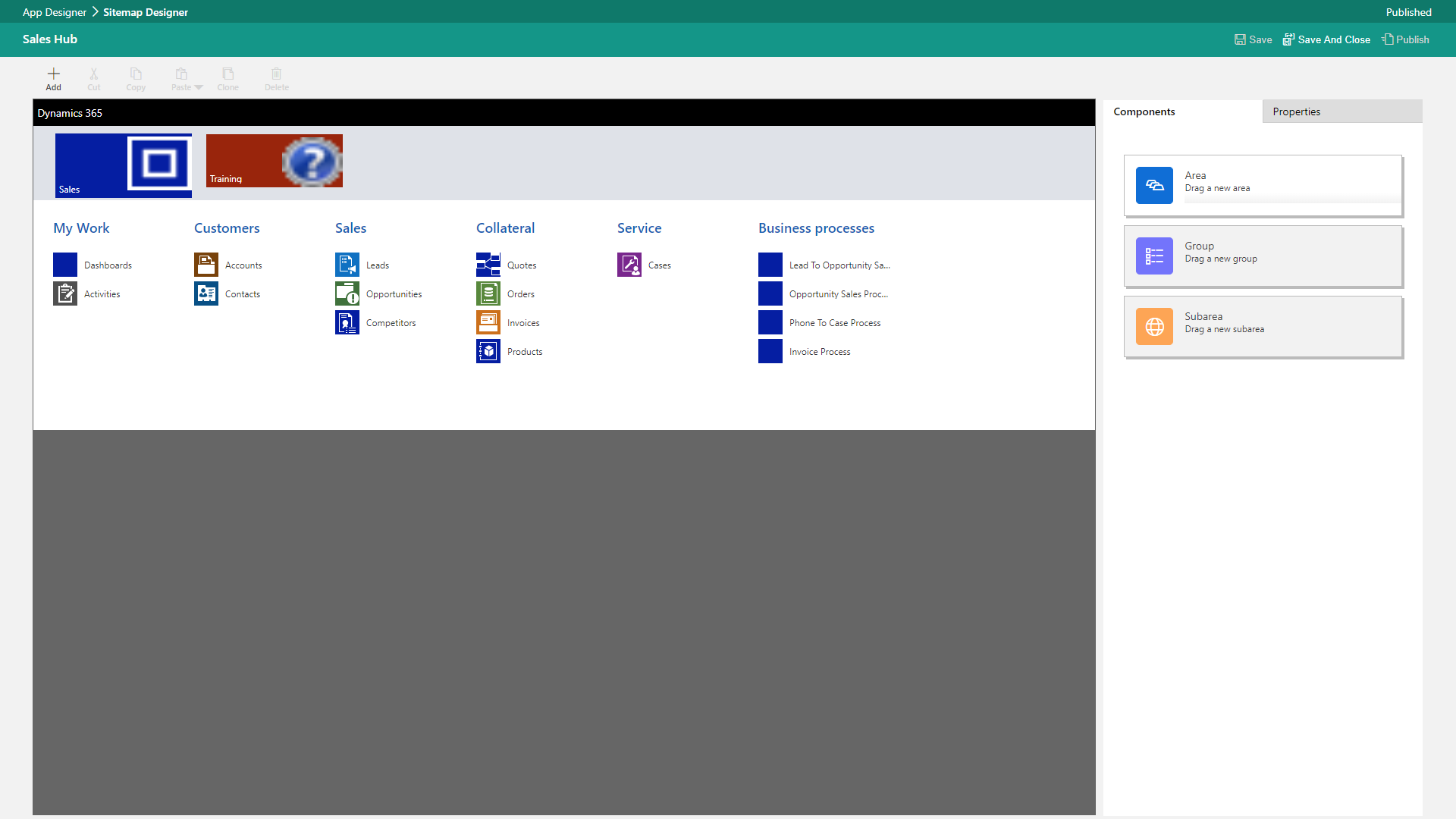 create app with entities, dashboards, and business processes