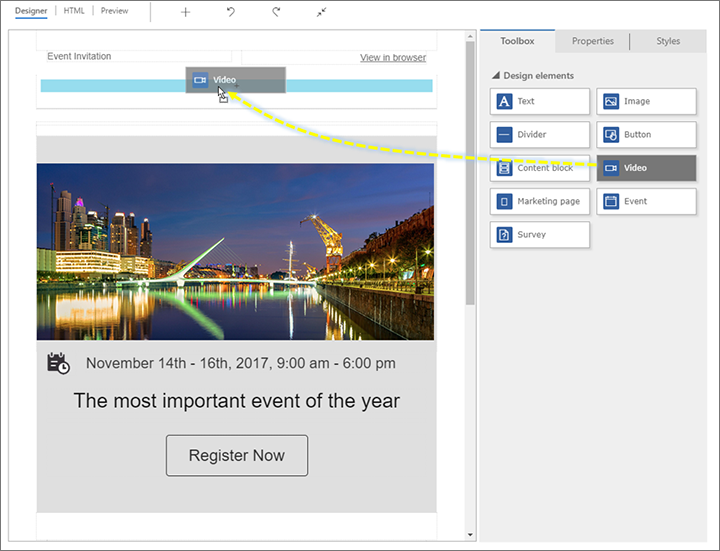 Add a video element to your design