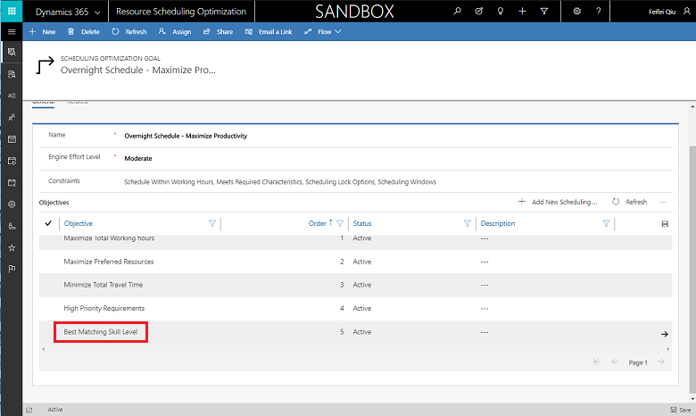 Screenshot of Schedule Optimization