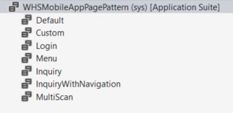 WHSMobileAppPagePattern showing a list of different options