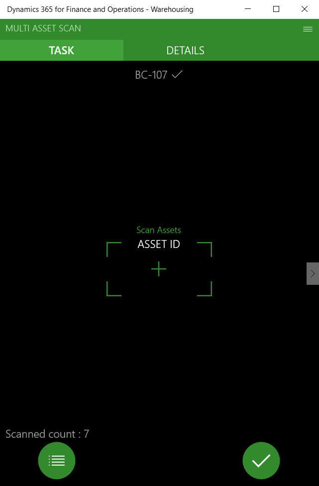 Screen showing multiple scanned counts