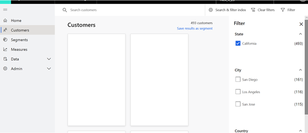 an image of a filter on the Customers page being selected and applied