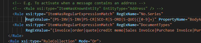 Regex rules in manifest file