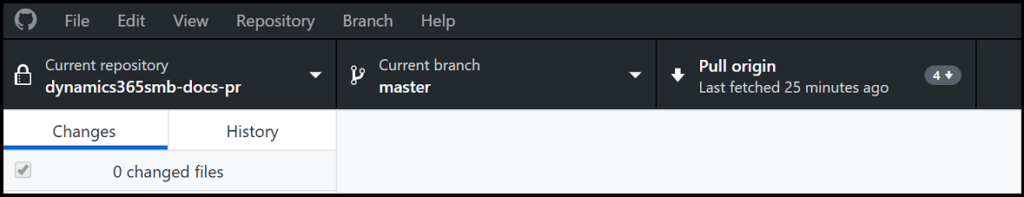 a screenshot of gitHub Desktop with a pull notification