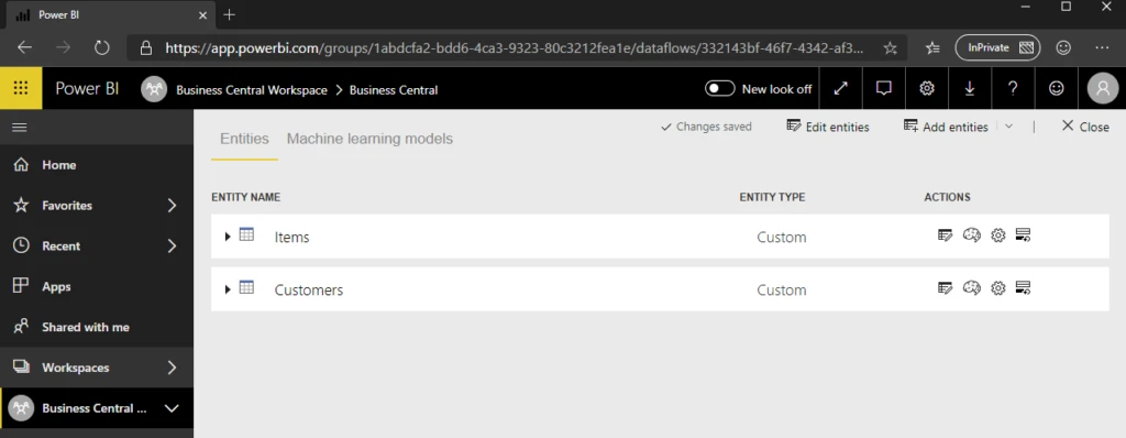 Dataflow with two entities